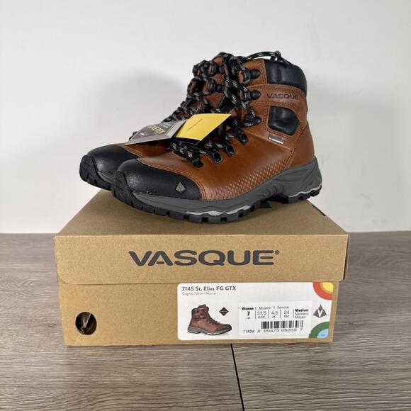Vasque Women's St Elias FG GTX Hiking Leather Boot Cognac 7145M - 7/37.5 - Picture 1 of 11